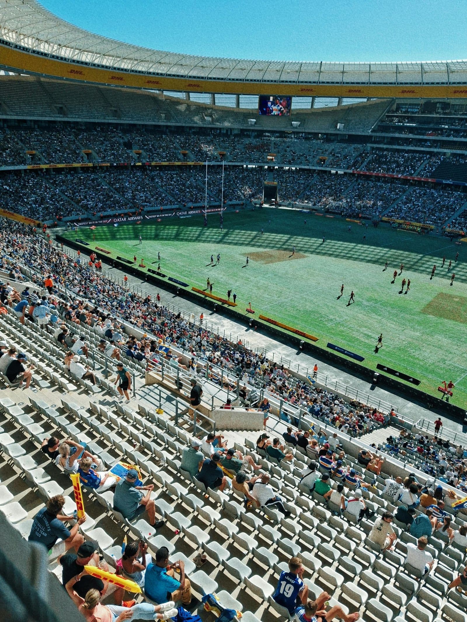 Aerial view of a packed stadium